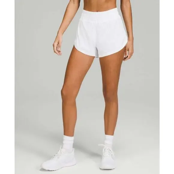 Lululemon Track That High-Rise Lined Running Short 3" White Women's Size 8 - Picture 1 of 7